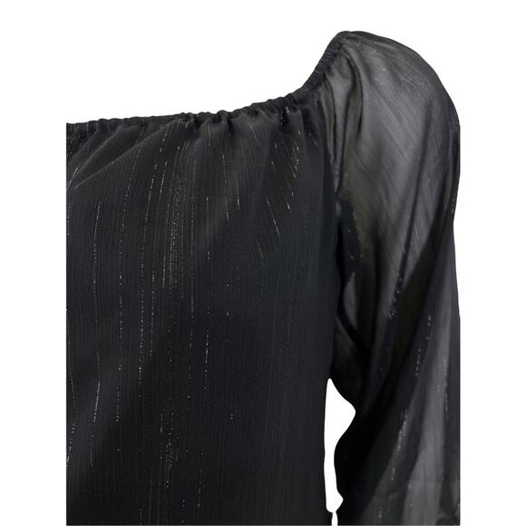 Wayf Dede & Emily Sarah Metallic Off Shoulder Top Sz XL/Extra Large in Black NWT - Picture 5 of 8